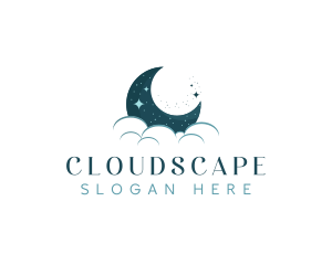 Crescent Cloud Moon logo design