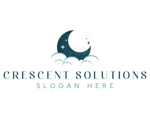 Crescent - Crescent Cloud Moon logo design