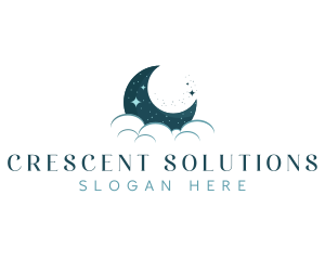 Crescent Cloud Moon logo design