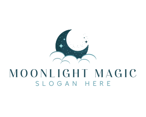 Midnight - Crescent Cloud Moon logo design