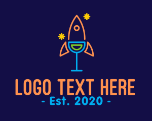 Outer Space - Neon Rocket Bar logo design