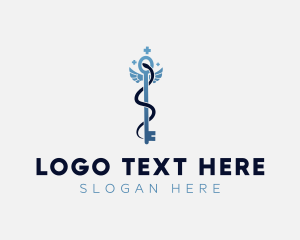 Health - Health Key Caduceus logo design