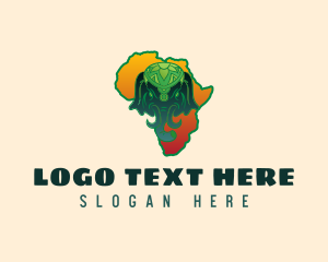 Continent - Elephant Head African Map logo design