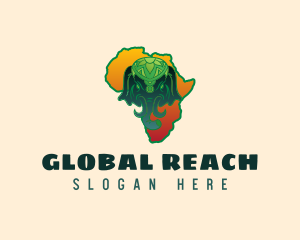 Continent - Elephant Head African Map logo design