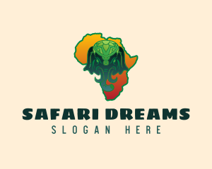 Elephant Head African Map logo design