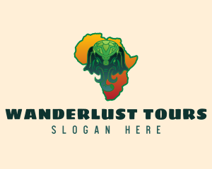 Elephant Head African Map logo design