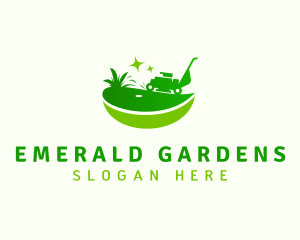 Lawn Mower Gardener logo design