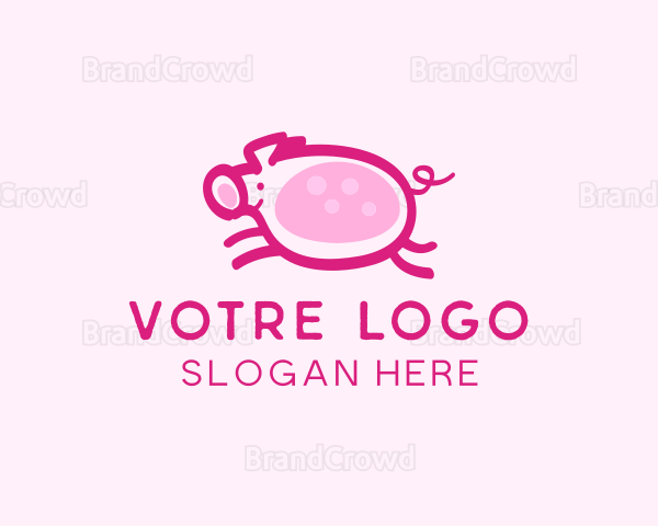 Cute Jumping Pig Logo