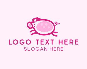 Meat - Cute Jumping Pig logo design