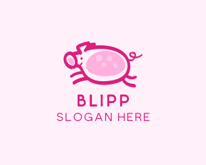 Cute Jumping Pig Logo