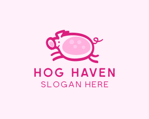 Hog - Cute Jumping Pig logo design