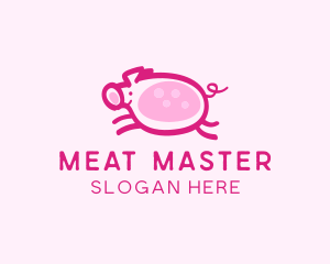 Cute Jumping Pig logo design