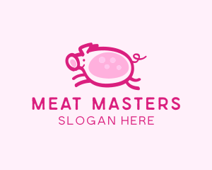 Cute Jumping Pig logo design