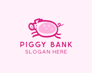Cute Jumping Pig logo design