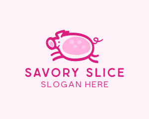 Ham - Cute Jumping Pig logo design