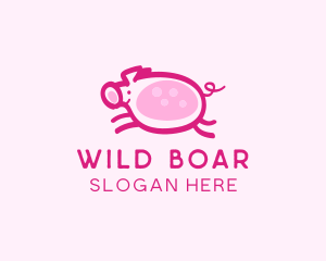 Boar - Cute Jumping Pig logo design