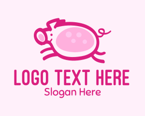 Hog - Pink Flying Pig logo design