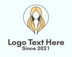 Wig Shop - Blonde Hair Woman logo design