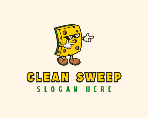 Custodian - Cleaning Sponge Housekeeping logo design