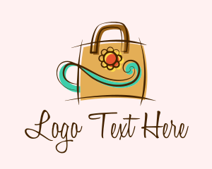 Shopping - Elegant Flower Handbag logo design