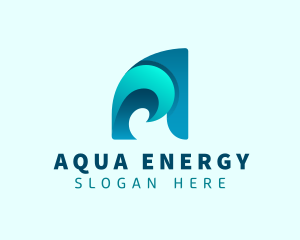 Water Wave Letter A logo design