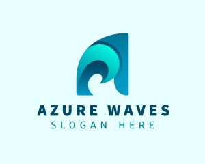 Water Wave Letter A logo design