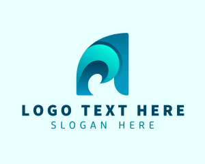 3d - Water Wave Letter A logo design