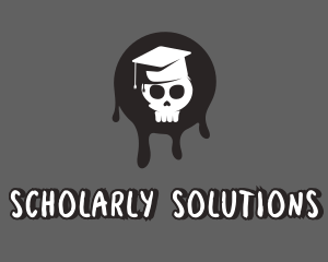 Scholar - Skull Graduation Hat logo design