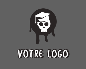 Skeleton - Skull Graduation Hat logo design