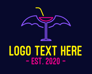 Neon Light - Bat Wings Music Bar logo design