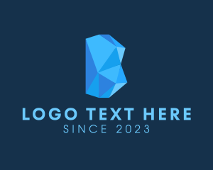Tech - Blue Crystal Letter B logo design