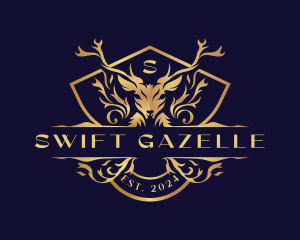 Gazelle - Deer Floral Royalty logo design