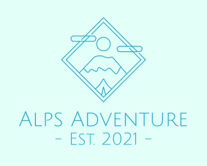 Alps - Monoline Snowy Mountain Peak logo design