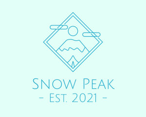 Skiing - Monoline Snowy Mountain Peak logo design