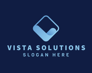 Blue Wave Letter V logo design