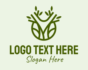 Minimalist Green Tree  Logo