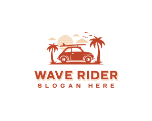 Surfboard - Car Surfing Vacation logo design