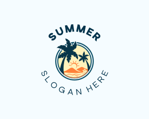 Tropical Beach Palm Tree logo design