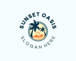 Tropical Beach Palm Tree logo design