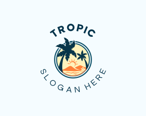 Tropical Beach Palm Tree logo design