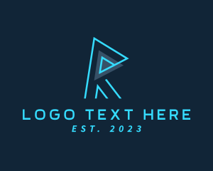 Lettering - Minimalist Tech Letter R logo design