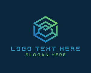 Line Art - Geometric Hexagon Cube logo design