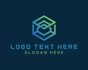 Geometric Hexagon Cube  Logo