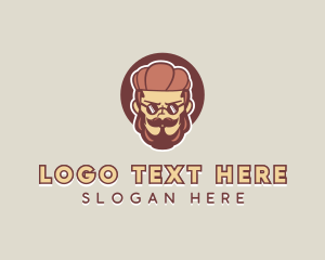 Brown Man - Hipster Man Beard logo design