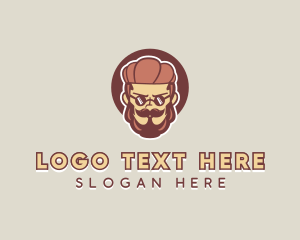 Side - Hipster Man Beard logo design