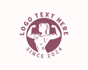 Muscular - Gym Woman Fitness logo design
