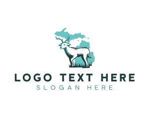 Wild - Michigan Deer Antler logo design