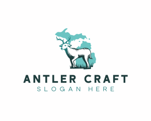 Michigan Deer Antler logo design