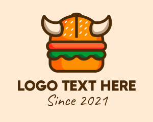 Cheeseburger - Viking Horns Hamburger logo design