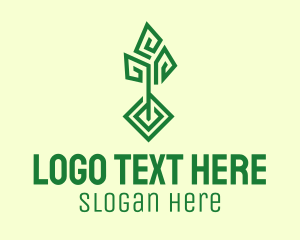 Plantation - Green Geometric Tree logo design